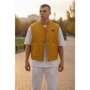 The North Face Vest Mens XL Tan Quilted Sherpa Fleece Lined Pockets NF0A4R5C